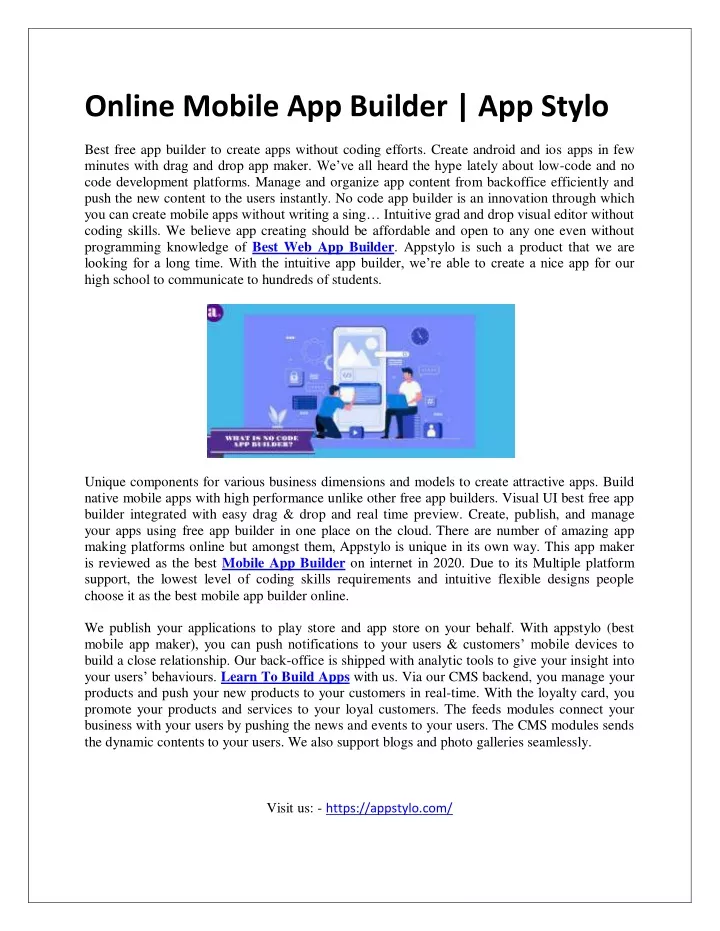 online mobile app builder app stylo
