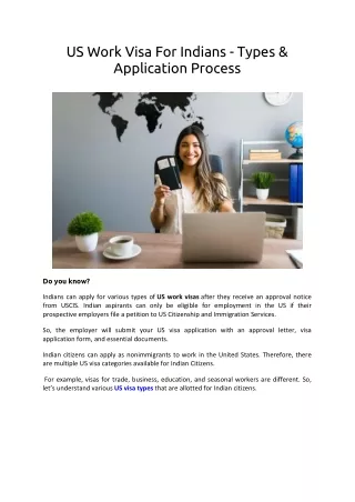 us work visa for indians types application process