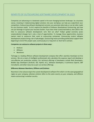 benefits of outsourcing software development