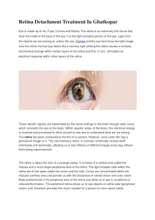 Retina Detachment Treatment In Ghatkopar