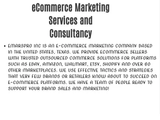 eCommerce Marketing Services and Consultancy