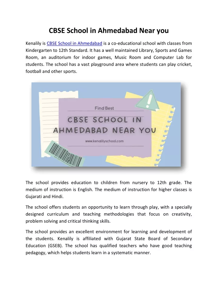 cbse school in ahmedabad near you