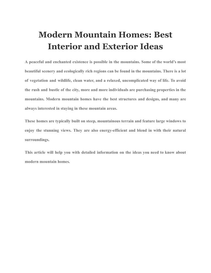 modern mountain homes best interior and exterior