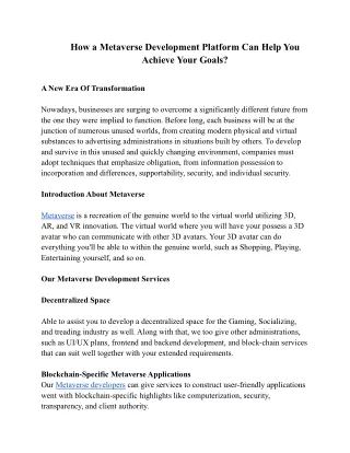 how a metaverse development platform can help