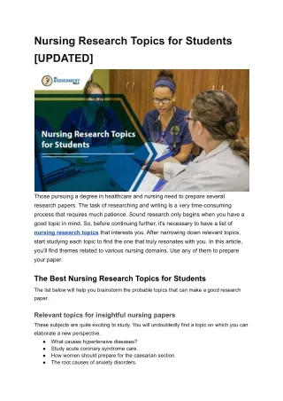 40  Exciting Nursing Research Topics for Every Student