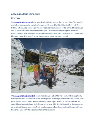 Annapurna Base Camp Trek - Best Trip for All Aged Travelers