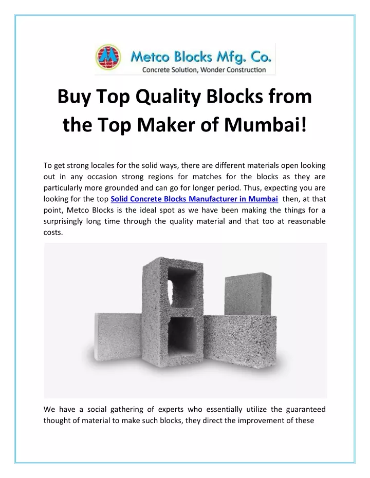 buy top quality blocks from the top maker