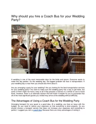 Why should you hire a Coach Bus for your Wedding Party