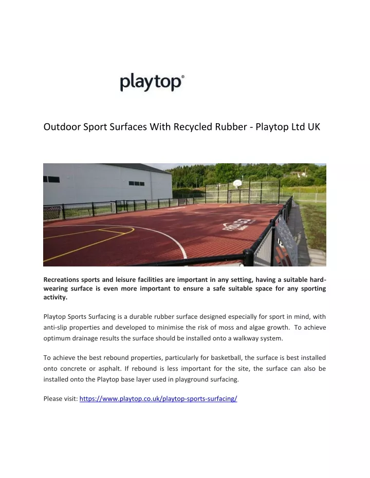 outdoor sport surfaces with recycled rubber