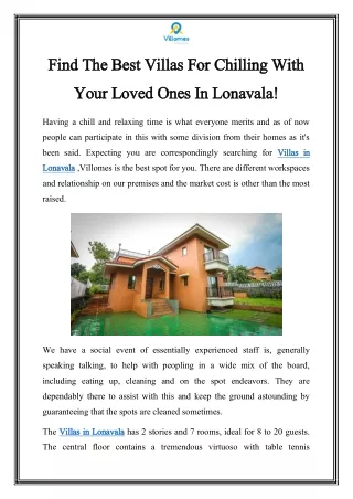 Villas in Lonavala Call-9930000773