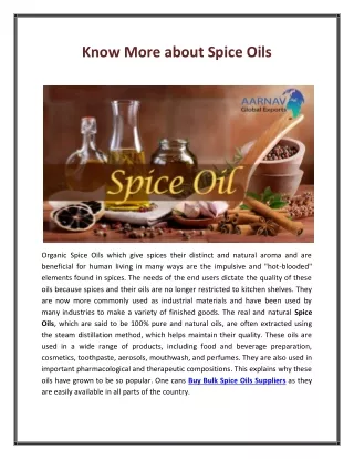 Know More about Spice Oils