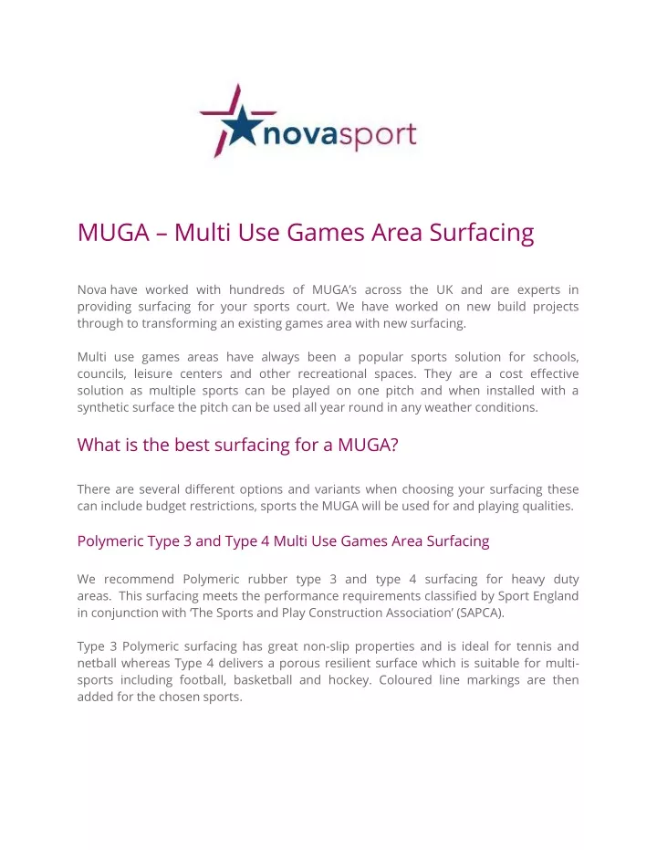muga multi use games area surfacing nova have
