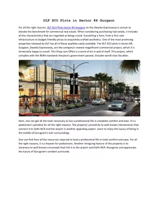 dlf sco plots in sector 84 gurgaon