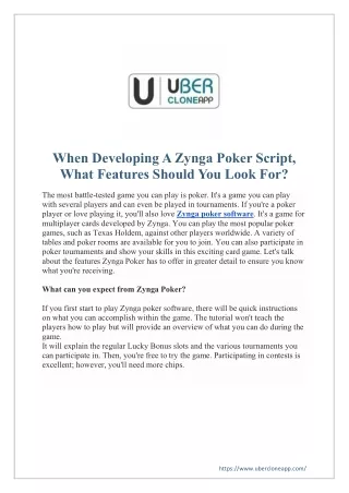 when developingazynga poker script what features