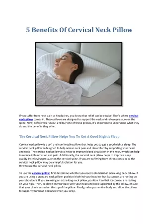 5 Benefits Of Cervical Neck Pillow