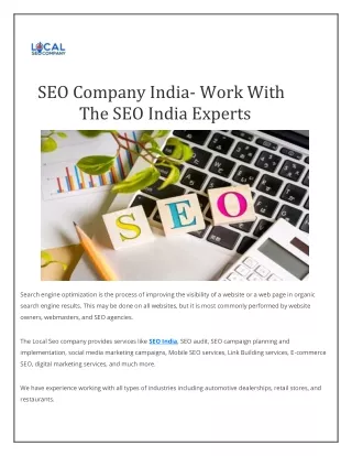 SEO Company India- Work With The SEO India Experts