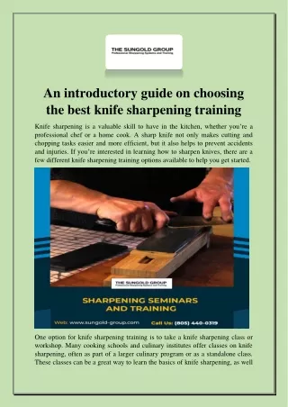 An introductory guide on choosing the best knife sharpening training