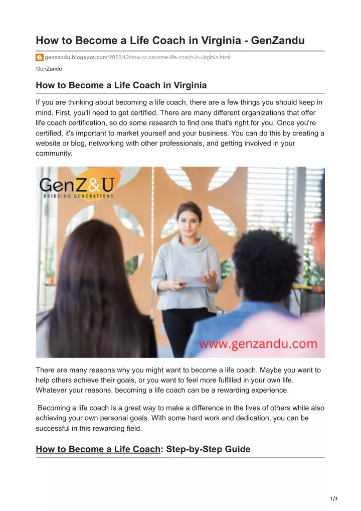 how to become a life coach in virginia genzandu