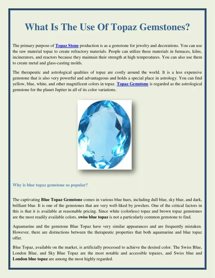 what is the use of topaz gemstones