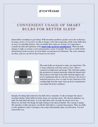 CONVENIENT USAGE OF SMART BULBS FOR BETTER SLEEP