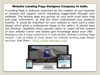 Website Landing Page Designer Company In India