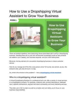 how to use a dropshipping virtual assistant