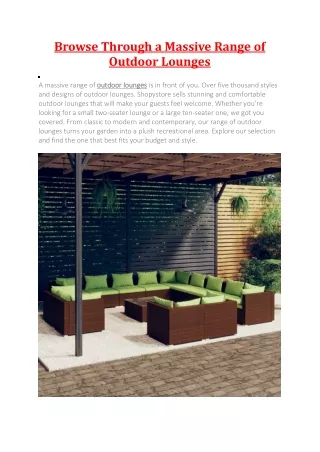 browse through a massive range of outdoor lounges