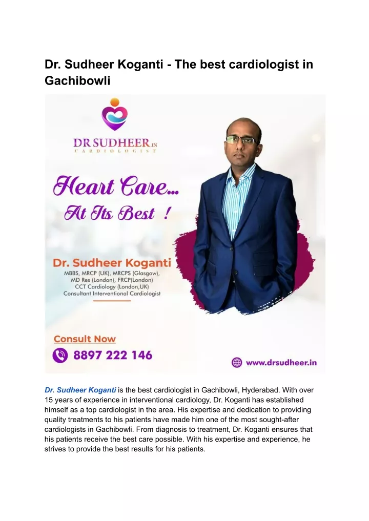 dr sudheer koganti the best cardiologist