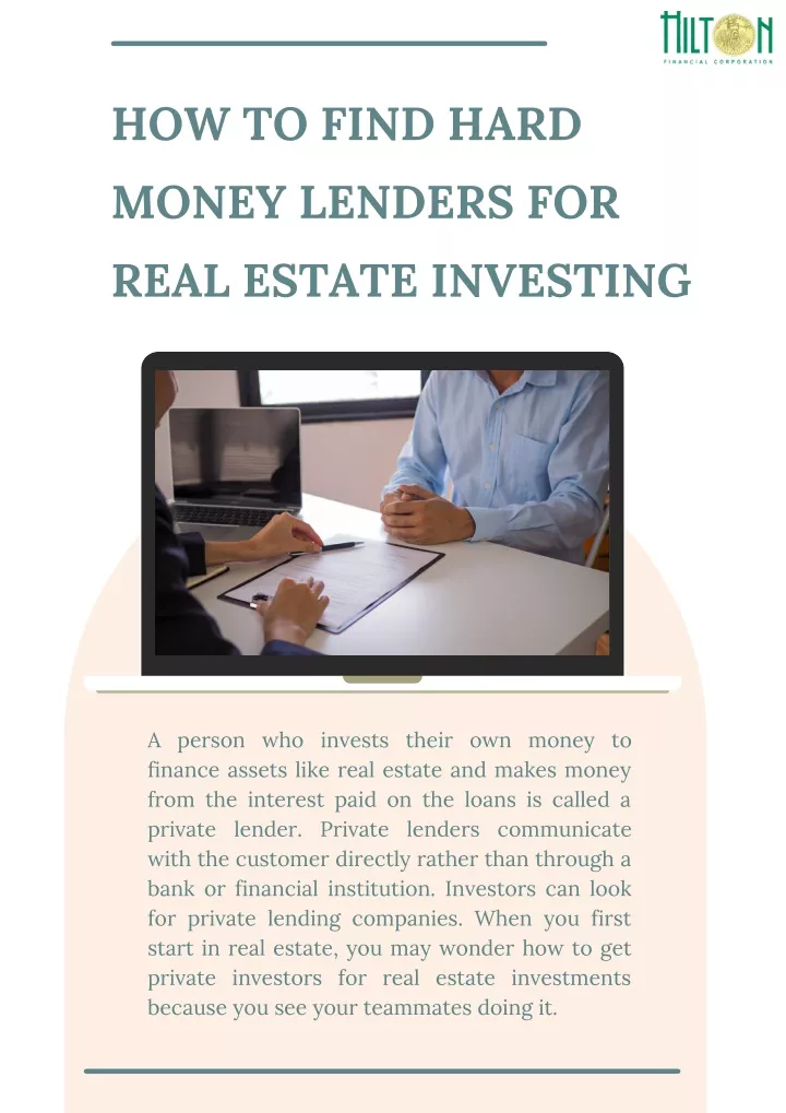 how to find hard money lenders for real estate