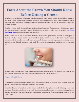 Facts About the Crown You Should Know Before Getting a Crown