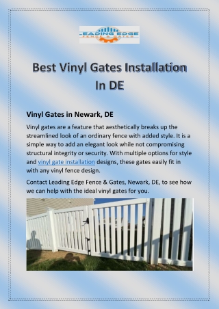 Best Vinyl Gates Installation In DE