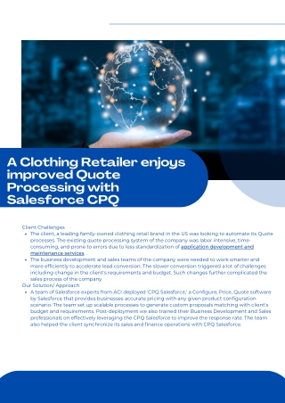 A Clothing Retailer enjoys improved Quote Processing with Salesforce CPQ_