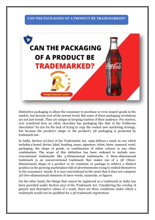 Can the packaging of a product be Trademarked - Trademark Protection