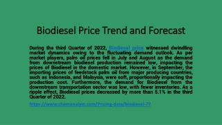 biodiesel price trend and forecast