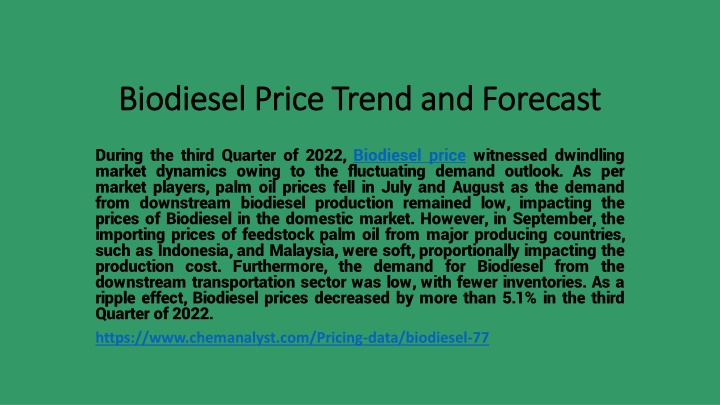 biodiesel price trend and forecast