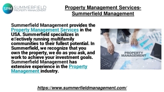 Property Management Services- Summerfield Management