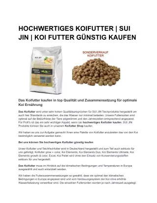 HOCHWERTIGES KOIFUTTER _ SUI JIN _ KOI FUTTER GÜNSTIG KAUFEN