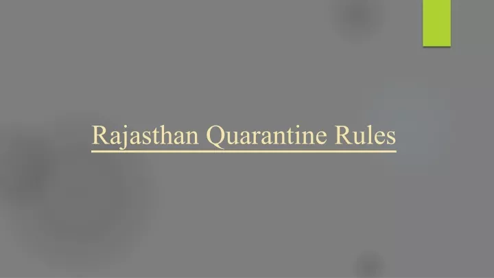 rajasthan quarantine rules