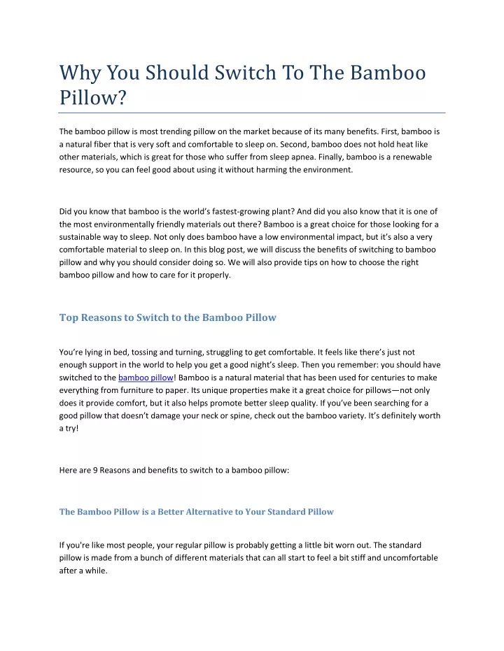 why you should switch to the bamboo pillow