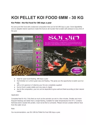 KOI PELLET KOI FOOD 6MM - 30 KG