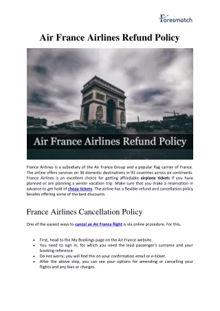 Air France Airlines Refund Policy