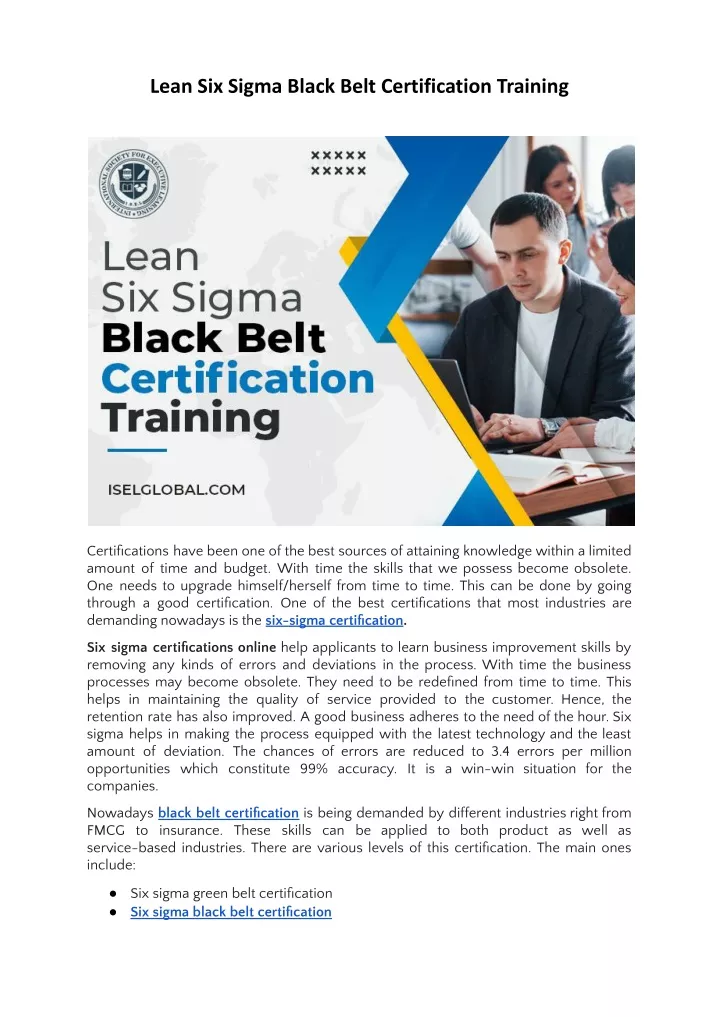 lean six sigma black belt certification training