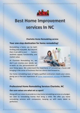 Best Home Improvement services In NC