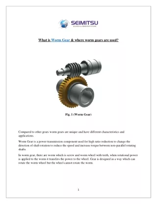Worm Gear and its appplications