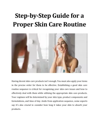 Proper Skin Care Routine - Step-by-Step Guide