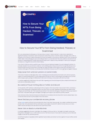 How to  secure your nfts