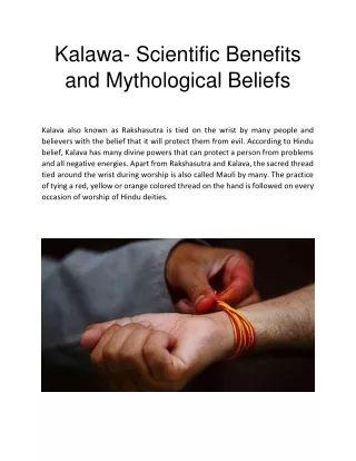 Kalawa- Scientific Benefits and Mythological Beliefs