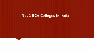 No. 1 BCA Colleges In India