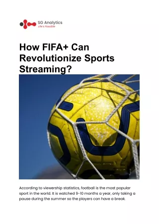 FIFA  Can Revolutionize Sports Streaming - SG Analytics
