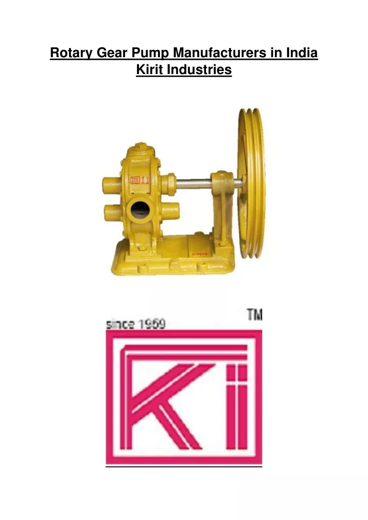 rotary gear pump manufacturers in india kirit